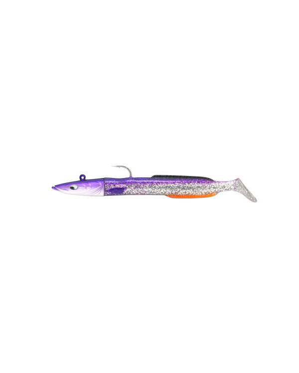Señuelo vinilo pesca YKR Happy Eel 80 mm Purple Magic con reflejos intensos para peces activos