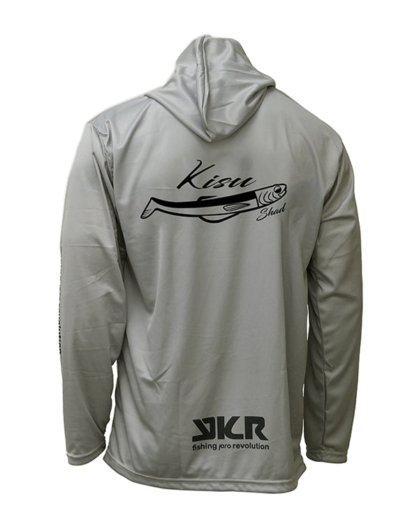 Camiseta técnica YKR Kisu UPF50+ gris con capucha y protección solar