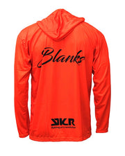 YKR Blanks UPF50+ Orange fishing hoodie back view