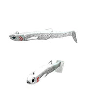 Señuelo de vinilo Kisu Shad 50 mm 5 g color White Snow de YKR, ideal para depredadores en aguas claras.