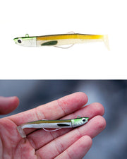 Señuelo Kisu Shad 70 mm 15 g de YKR en acción de pesca, natación realista tipo pez pasto