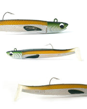 Señuelo de vinilo Kisu Shad 90 mm 30 g color Green Natural de YKR, imitación de anchoa para pesca a spinning.