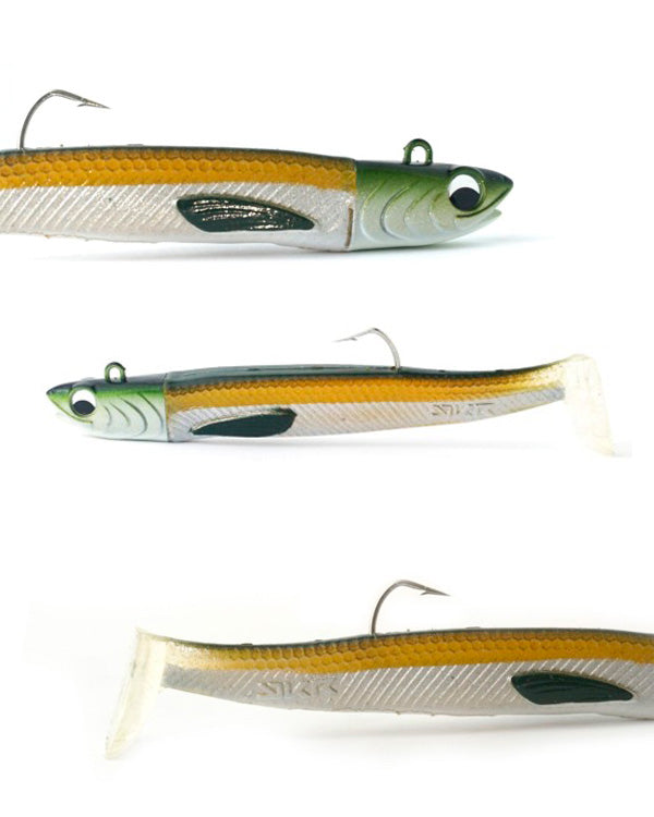 Señuelo de vinilo Kisu Shad 90 mm 30 g color Green Natural de YKR, imitación de anchoa para pesca a spinning.