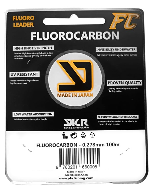YKR FC Shock Leader Fluorocarbon 0.278 mm 100 m with 6.7 kg strength