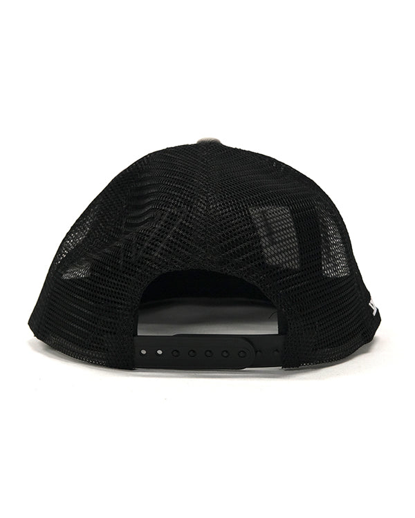 Back view of the YKR Grey fishing cap with adjustable snap closure.