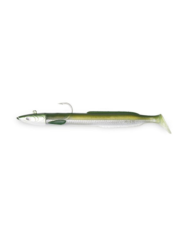 Señuelo de vinilo YKR Happy Eel 150 mm Green Natural para pesca, acción natural y gran atracción en aguas claras.

