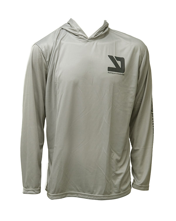 YKR Kisu UPF50+ grey fishing hoodie shirt with sun protection
